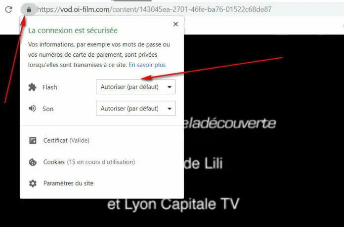 oi film paramétrage autorisation lecture video navigateur chrome firefox 2