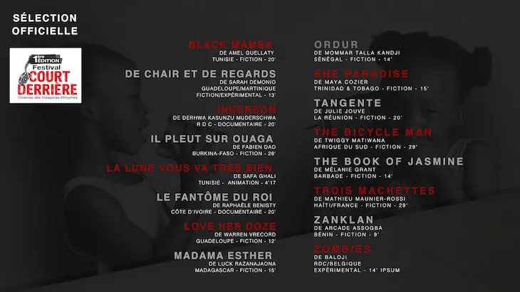 court derrière, festival de court métrage, diaspora africaine, cinéma d'Afrique, cinéma de l'océan indien, david constantin, julie jouve, Laurent Pantaleon, lombraz kann, dann zardin pépé, oi  film